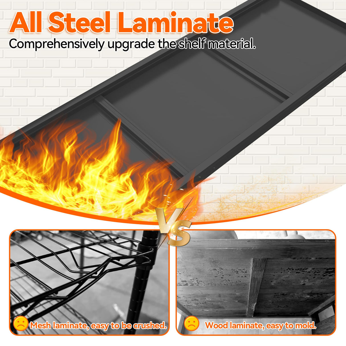 Notmise Garage Shelving, Storage Shelves Heavy Duty, 5-Tier Adjustable Black Shelving, 3000Lbs Utility Shelf for Garage/Basement/Kitchen, 72”H×48”W×24”D Notmise