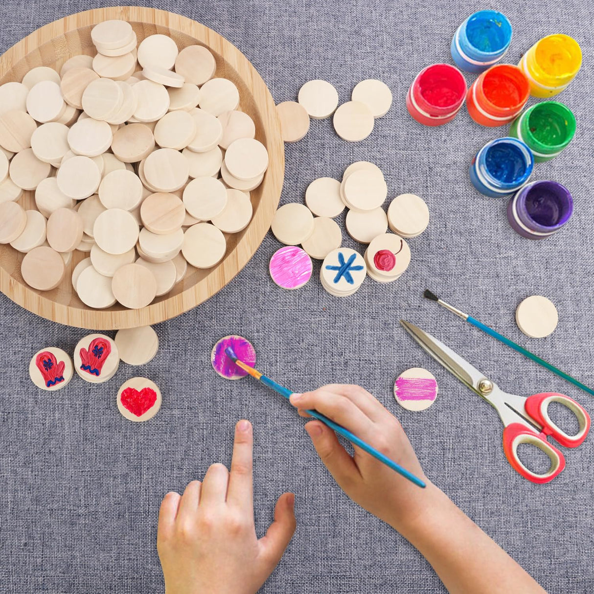 400 PCS Mini Wood Slices, 1 Inch Diameter Unfinished Round Wood Slices for Creative DIY Crafts and Decorations by GNIEMCKIN GNIEMCKIN