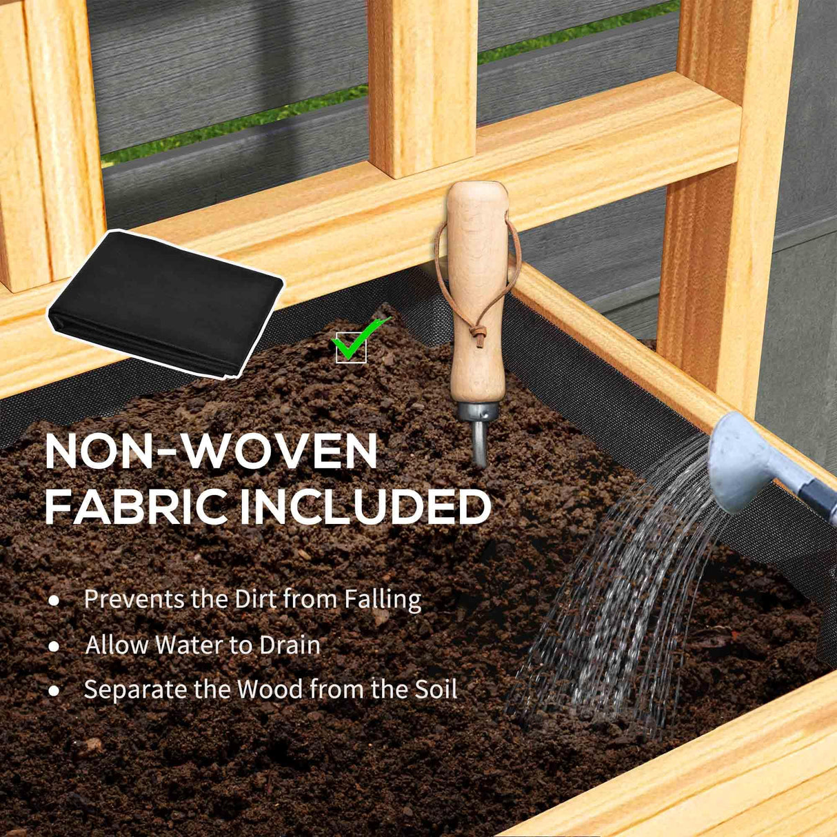 Outsunny Wooden Raised Garden Bed with Trellis, Elevated Planter Box with Storage Shelf, Outdoor Flower Box for Vegetables, Flowers, Herbs Outsunny