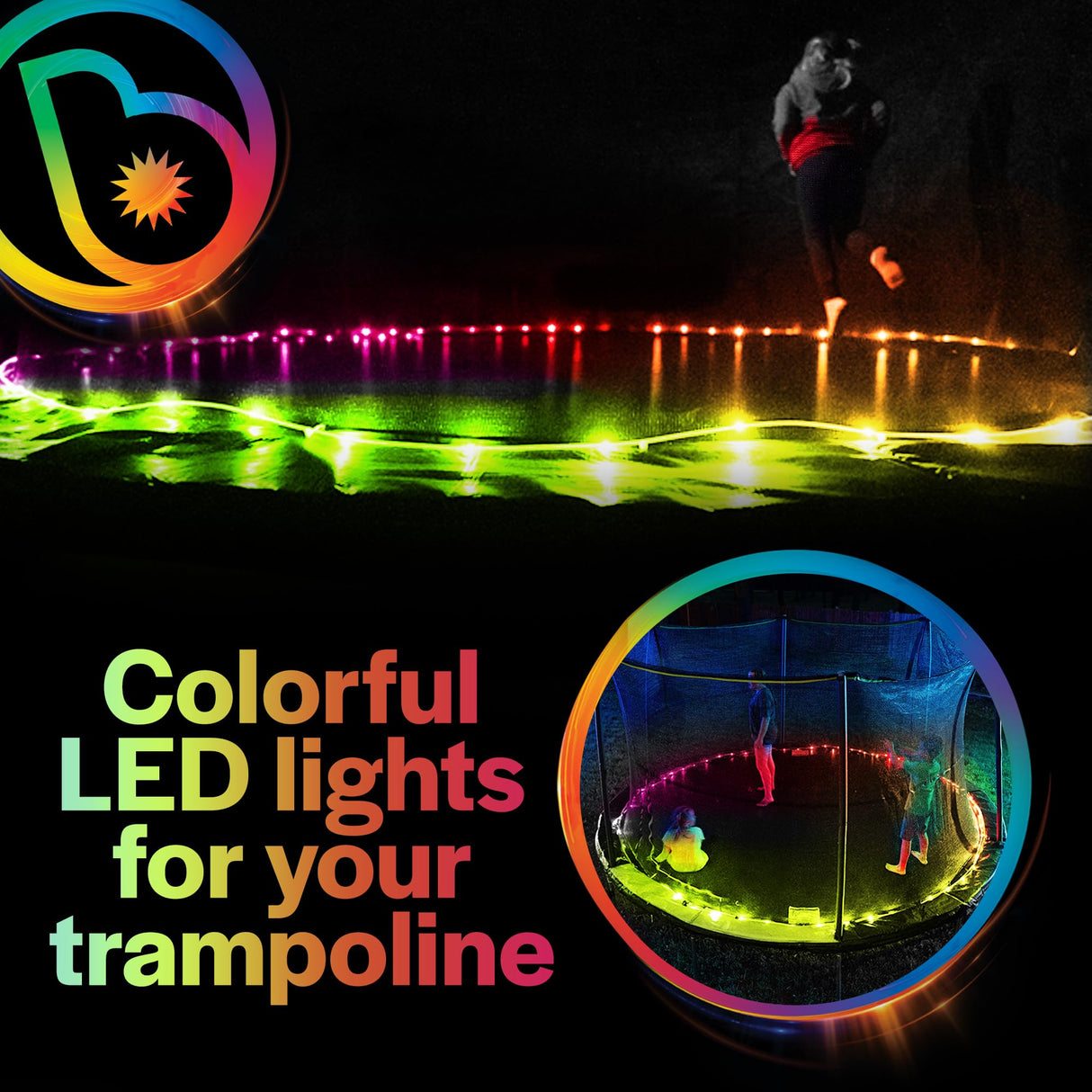 Brightz Bounce LED Trampoline Lights Trampoline Accessories for Kids Trampoline Toys Trampoline Games 14 14ft 16 16ft 15 15ft Summer Fun for Kids Outdoor Trampoline Game Trampoline Stuff Brightz