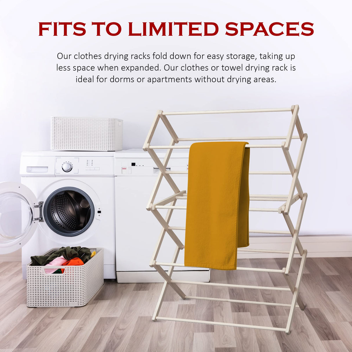 Peaceful Classics Wooden Laundry Rack - Amish Handmade Wooden Clothes Drying Rack - Foldable Drying Rack for Towel, Blanket, Linen Household Essentials - for Indoor Or Outdoor Use (52" x 36" x 16") Peaceful Classics