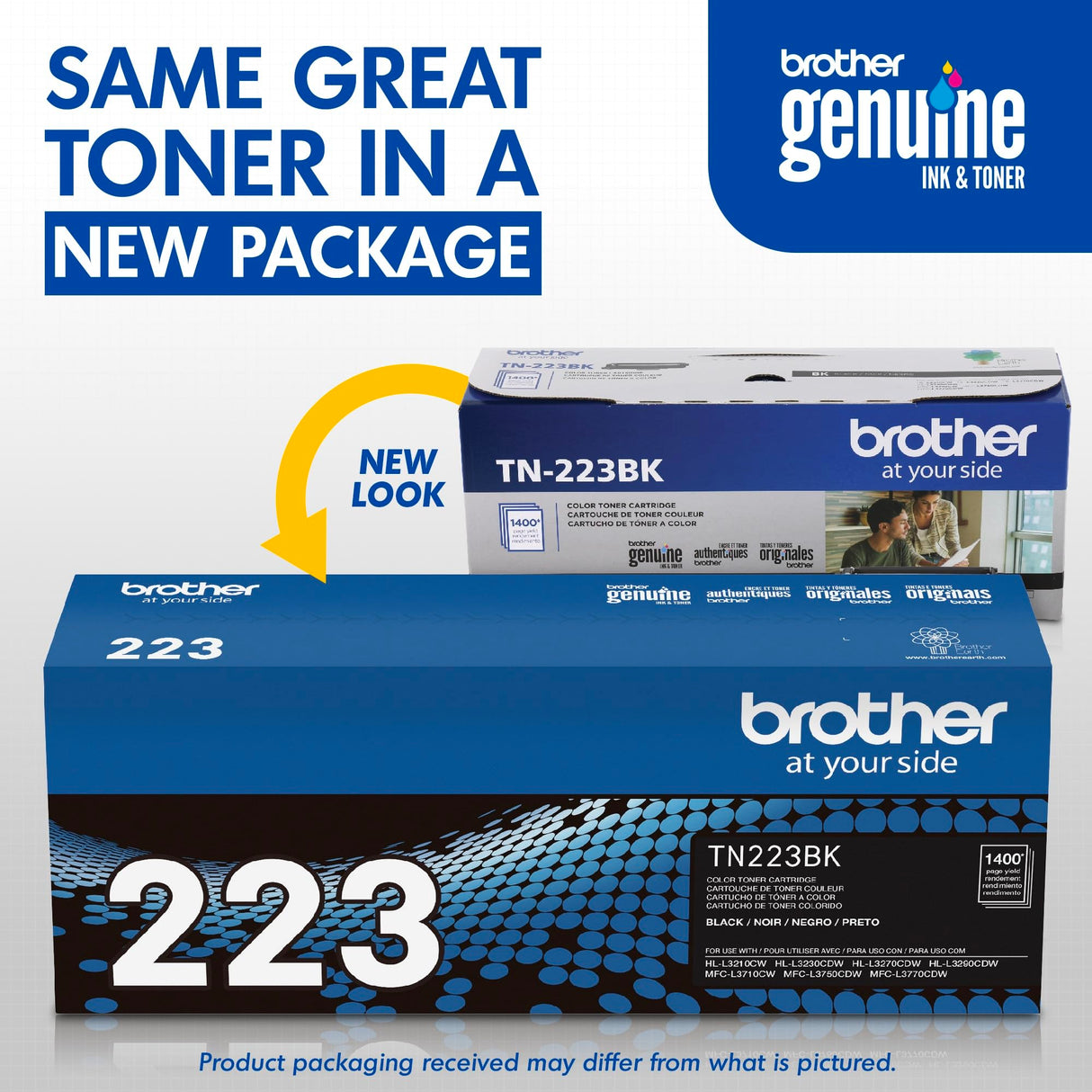 Brother Genuine TN223BK, Standard Yield Toner Cartridge, Replacement Black Toner, Page Yield Up to 1,400 Pages, TN223, Amazon Dash Replenishment Cartridge Brother