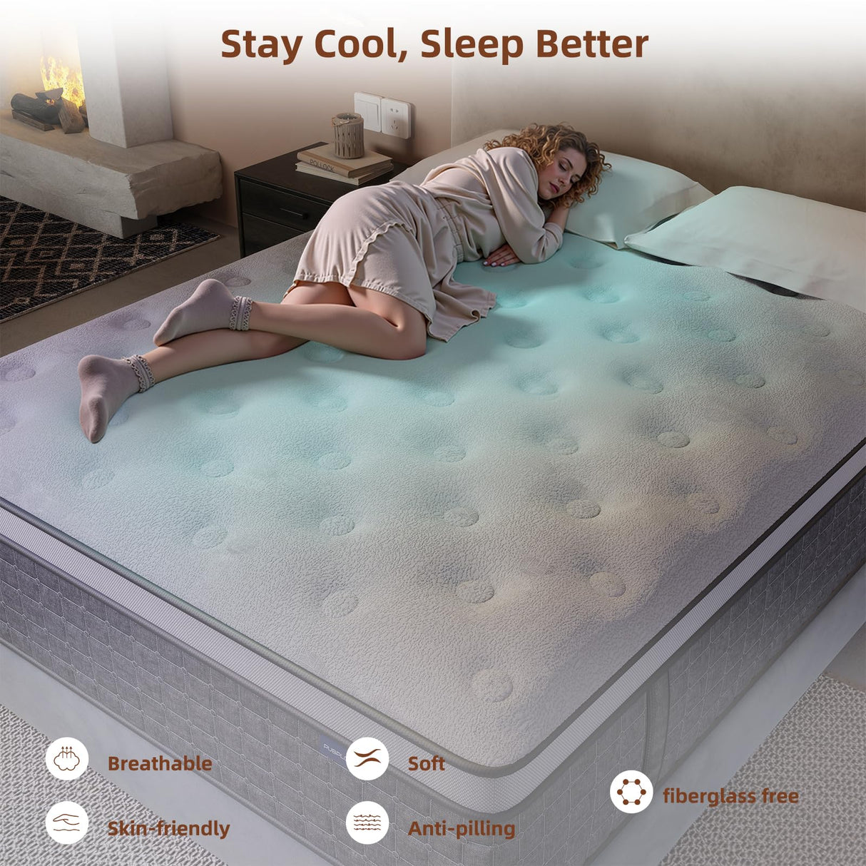 Mattress Queen Size, Medium Firm 14 Inch Mattress with Extra Lumbar & Shoulder Support, Hybrid Mattresses with Gel Memory Foam Pain Relief - Fiberglass Free - No Odor - 365 Night Trial PUBPLON