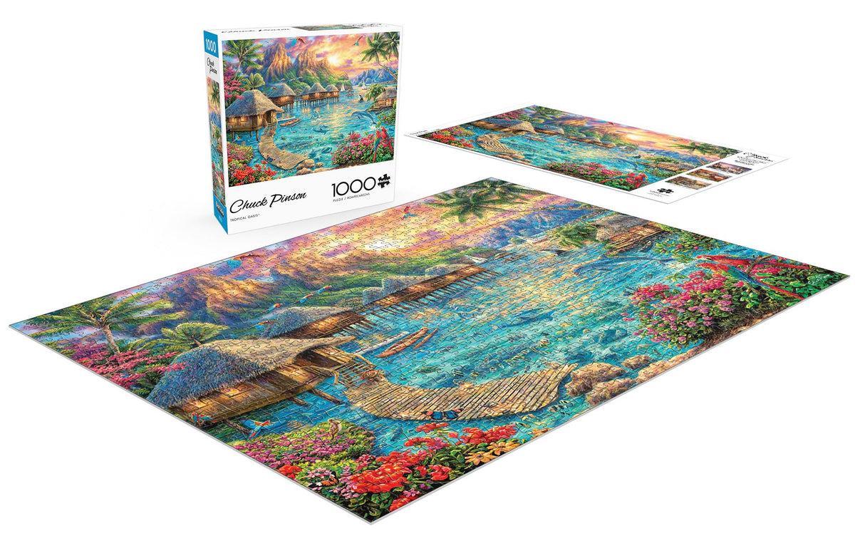 Buffalo Games - Chuck Pinson - Tropical Oasis - 1000 Piece Jigsaw Puzzle for Adults -Challenging Puzzle Perfect for Game Nights - Finished Size is 26.75 x 19.75 Buffalo Games