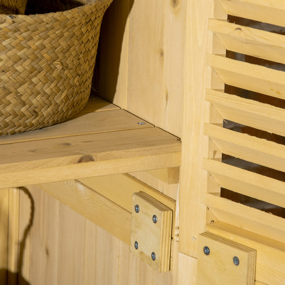 Outsunny 3' x 5' Wooden Outdoor Storage Cabinet, Garden Sheds & Outdoor Storage with Asphalt Roof & 2 Large Wood Doors with Lock, Natural Outsunny