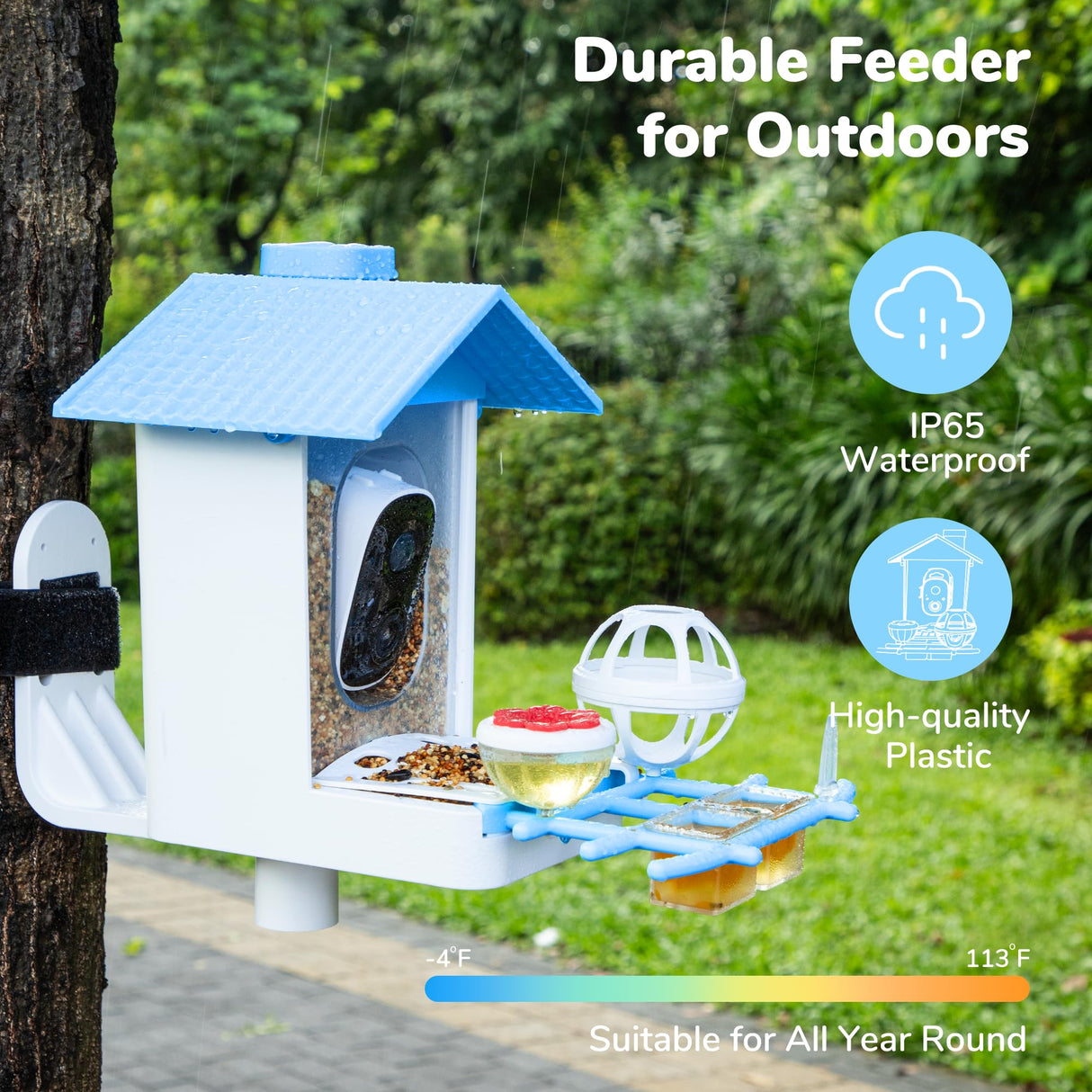 Twesync Bird Feeder with Camera, 2K HD Bird Video Capture, 5000mAh Battery with Solar Panel, Instant Arrival Alerts, Live View, AI Bird Species Identification, Perfect for Bird Lovers Twesync