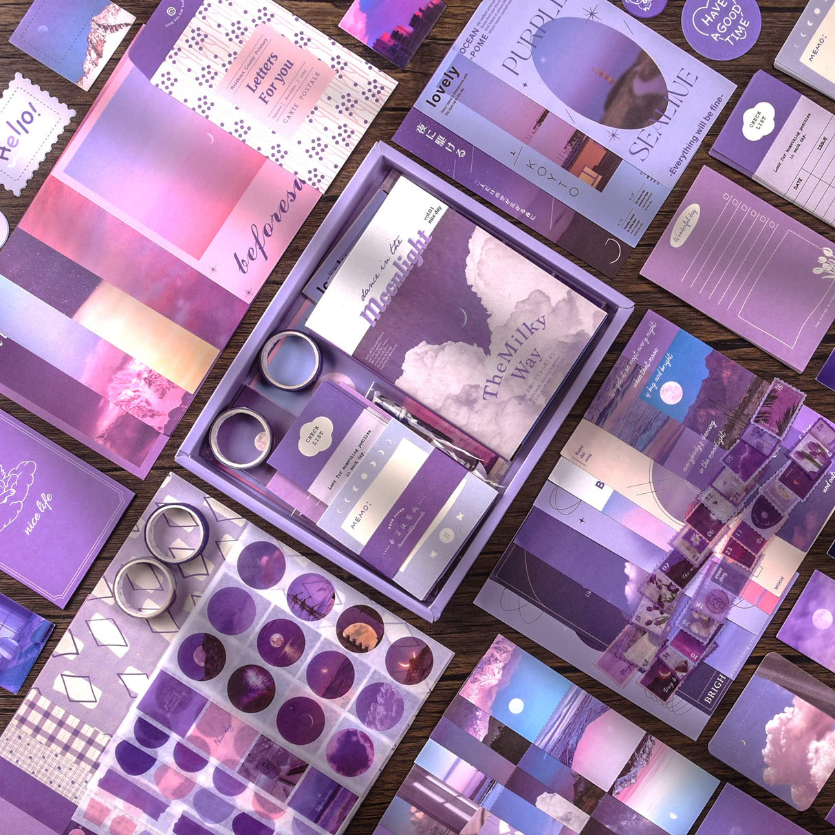 Scrapbooking Supplies Kit, 351pcs Bullet Junk Journal Kit with Journaling Supplies Aesthetic Scrapbook Paper A6 Grid Notebook, Scrapbook Kit, Craft DIY Gift for Adult Teen Girl Kid Women, Moonlight OFFIGIFT