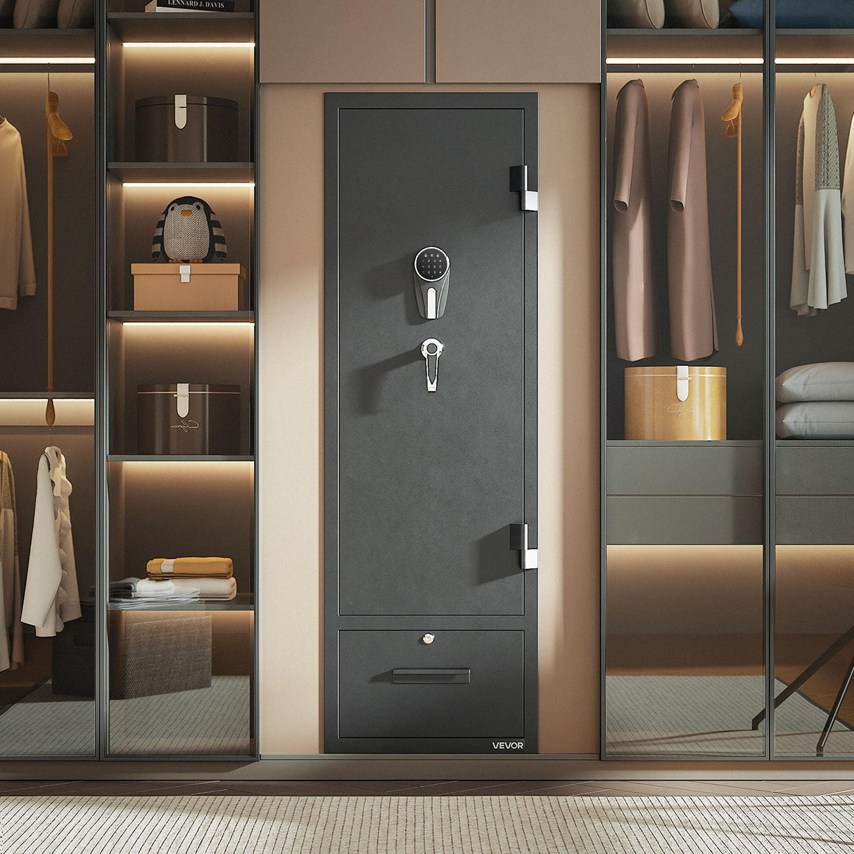 VEVOR 4 Gun Safe, Long Gun Cabinet for Rifles and Pistols, Quick Access Rifle Safe with 2 Ammo Slots, 2 Pistol Pockets & 2 Adjustable Racks, Large Digital Cabinet with Key and Password Lock VEVOR