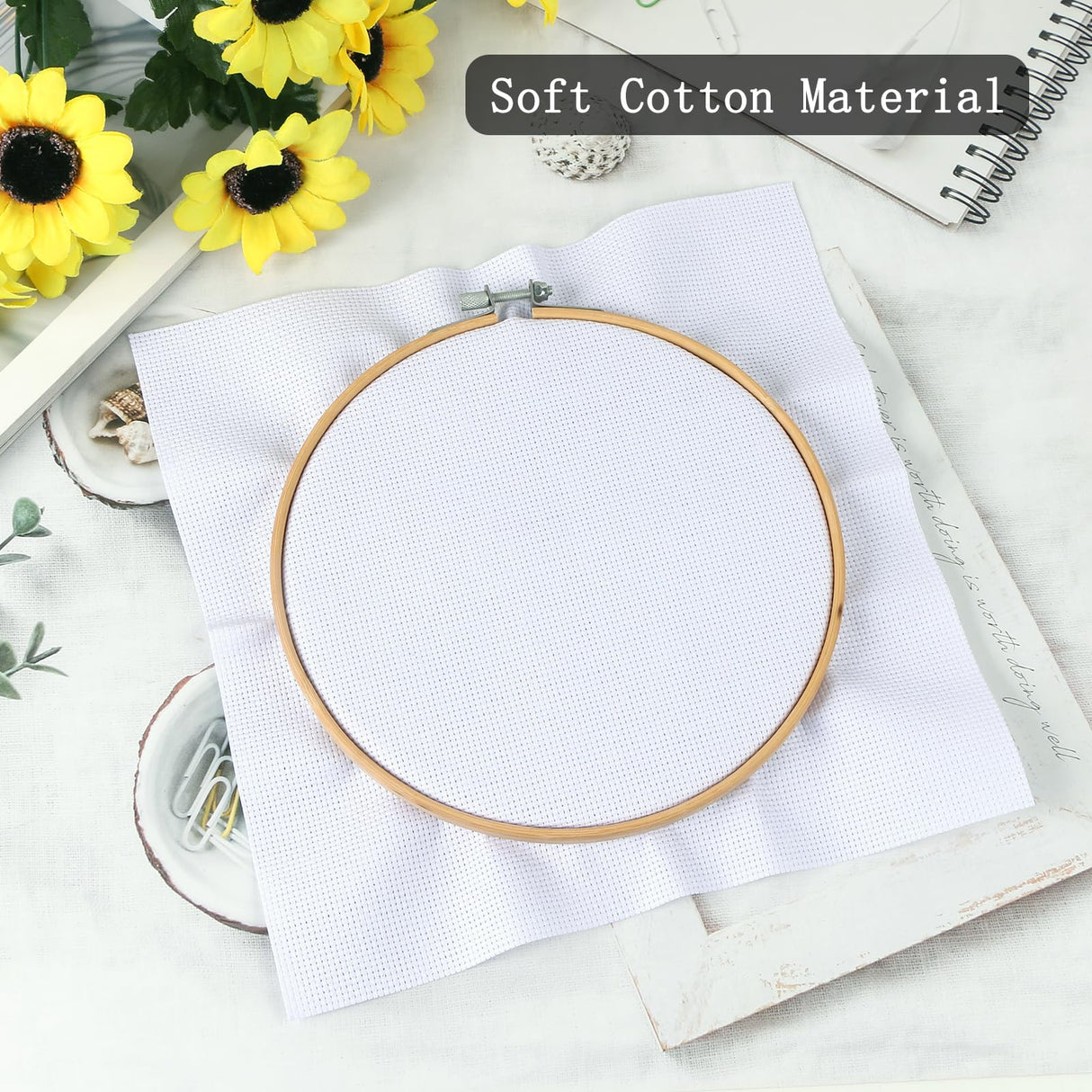 MIDELONG 6 PCS Aida Cloth 14 Count Cross Stitch Fabric, 3 Sizes White Classic Reserve Cross Stitch Aida Cloth for Home DIY Handmade Needlework Craft Embroidery Decoration MIDELONG