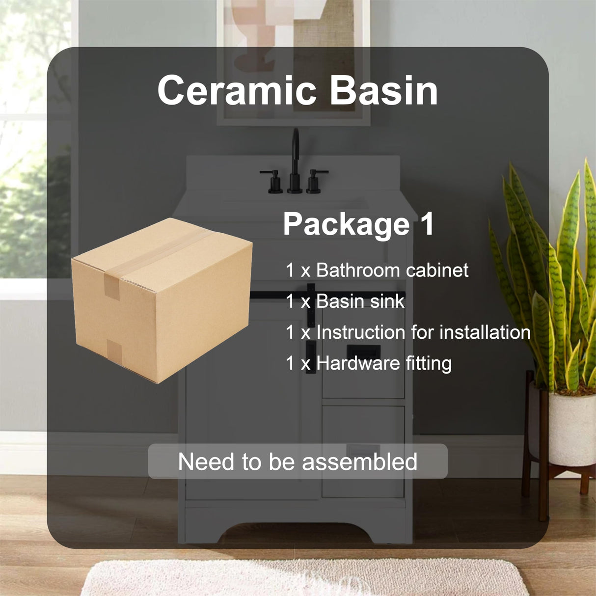 AOPNOMU 24’’ Inch White Bathroom Vanity Set - MDF+Metal Construction, with Sink,with Sliding Barn Doors and 2 Drawers, Freestanding Bathroom Vanities,White AOPNOMU