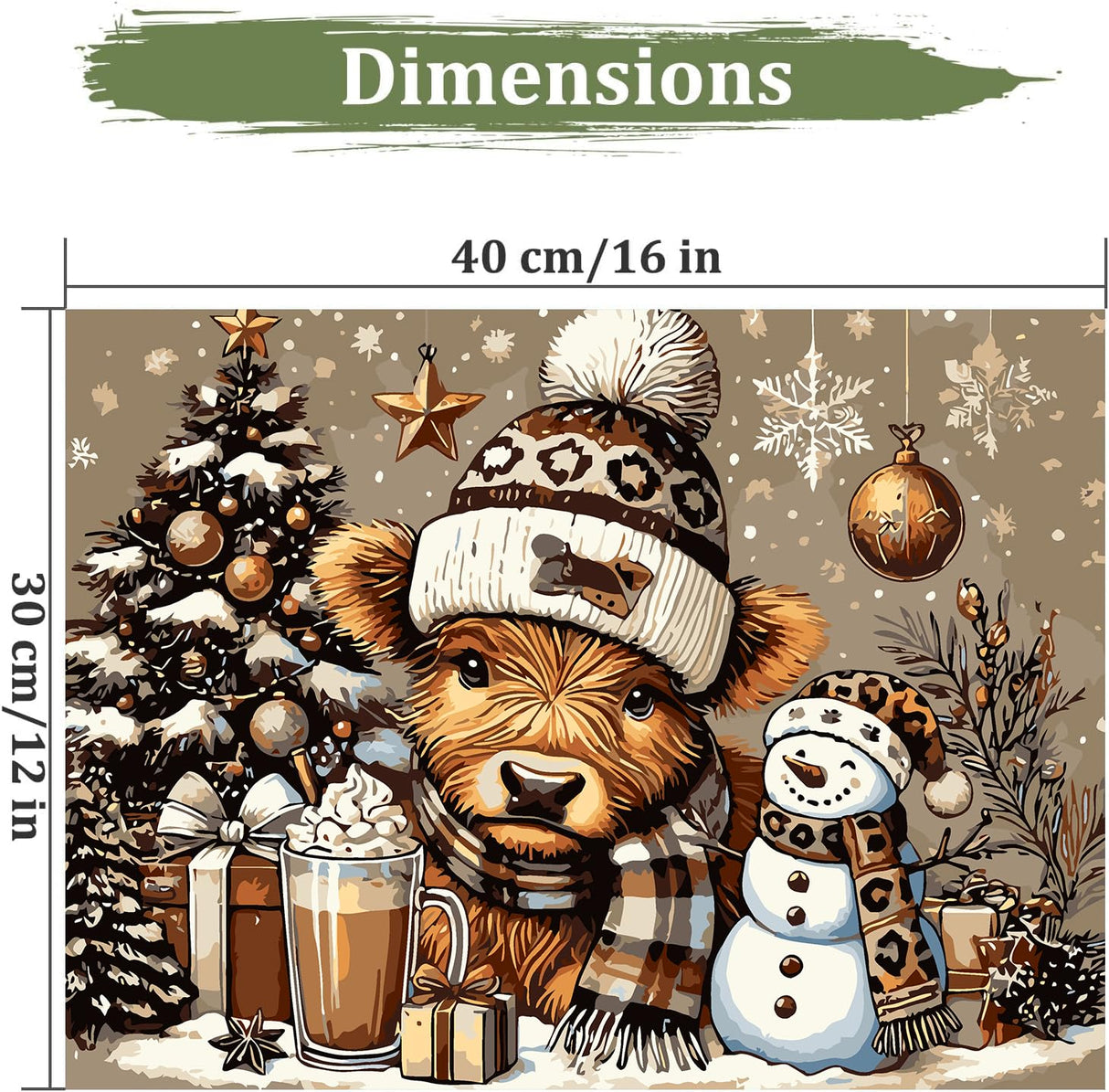 TCDZMYGS 4 Pack Christmas Paint by Numbers Kit for Adults Beginner,Paint by Number Kits Without Frames,DIY Acrylic Oil Painting by Numbers for Home Wall Decor 12x12-12x16 inch TCDZMYGS