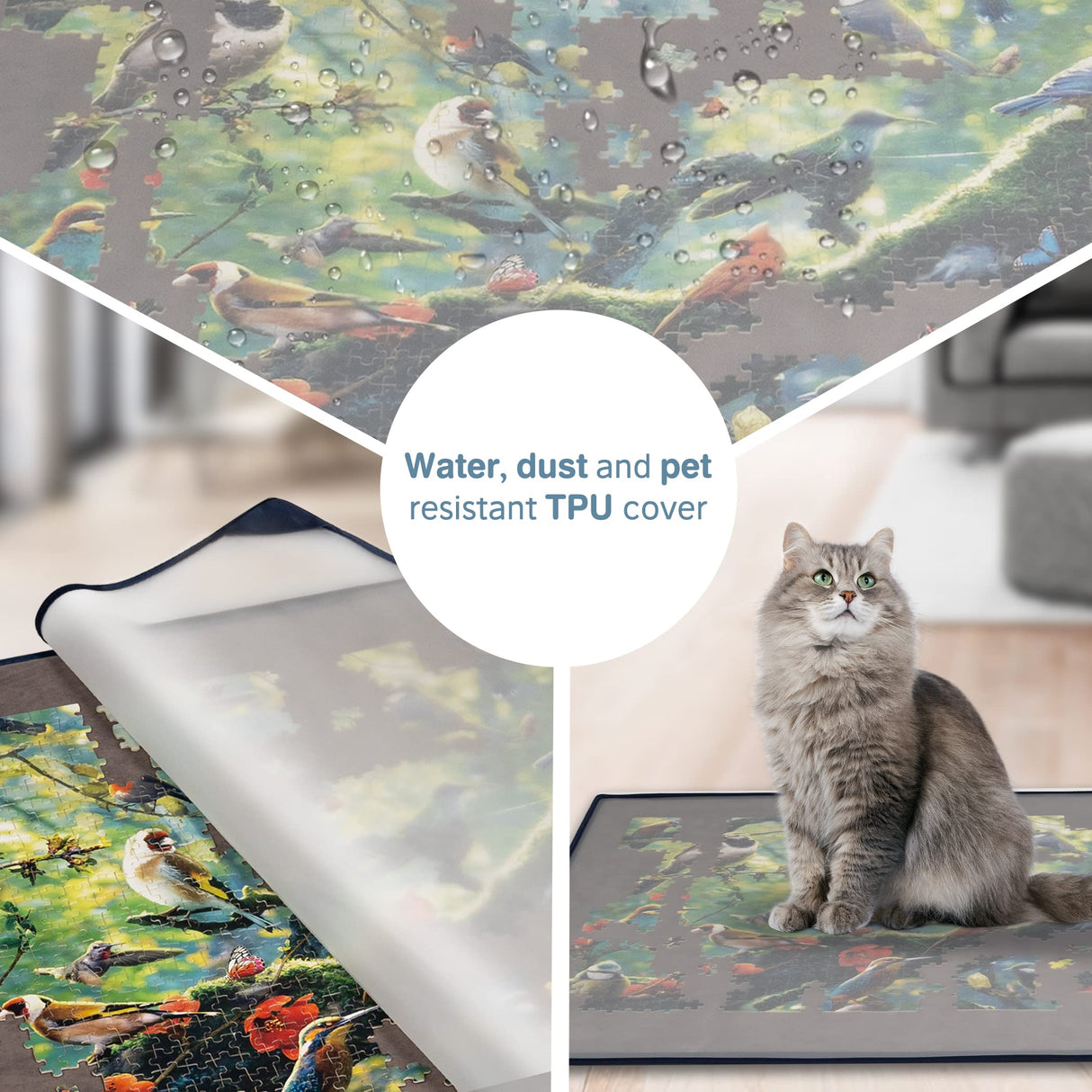 Tektalk Jigsaw Puzzle Board Portable Puzzle Mat with Puzzle Dustproof Cover for Puzzle Storage Puzzle Saver, Non-Slip Surface, Up to 1500 Pieces - Gray Tektalk