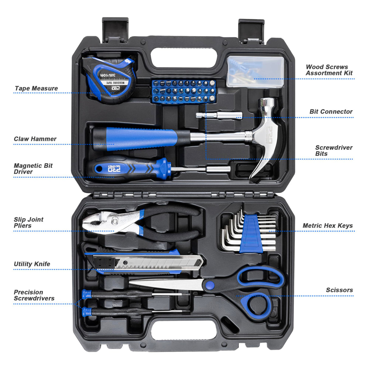 Prostormer 93-Piece Tool Kit, Basic Household Repair Tool Set with Toolbox Storage Case, Small Starter Tool Box Kit for Homeowners and College Students Prostormer