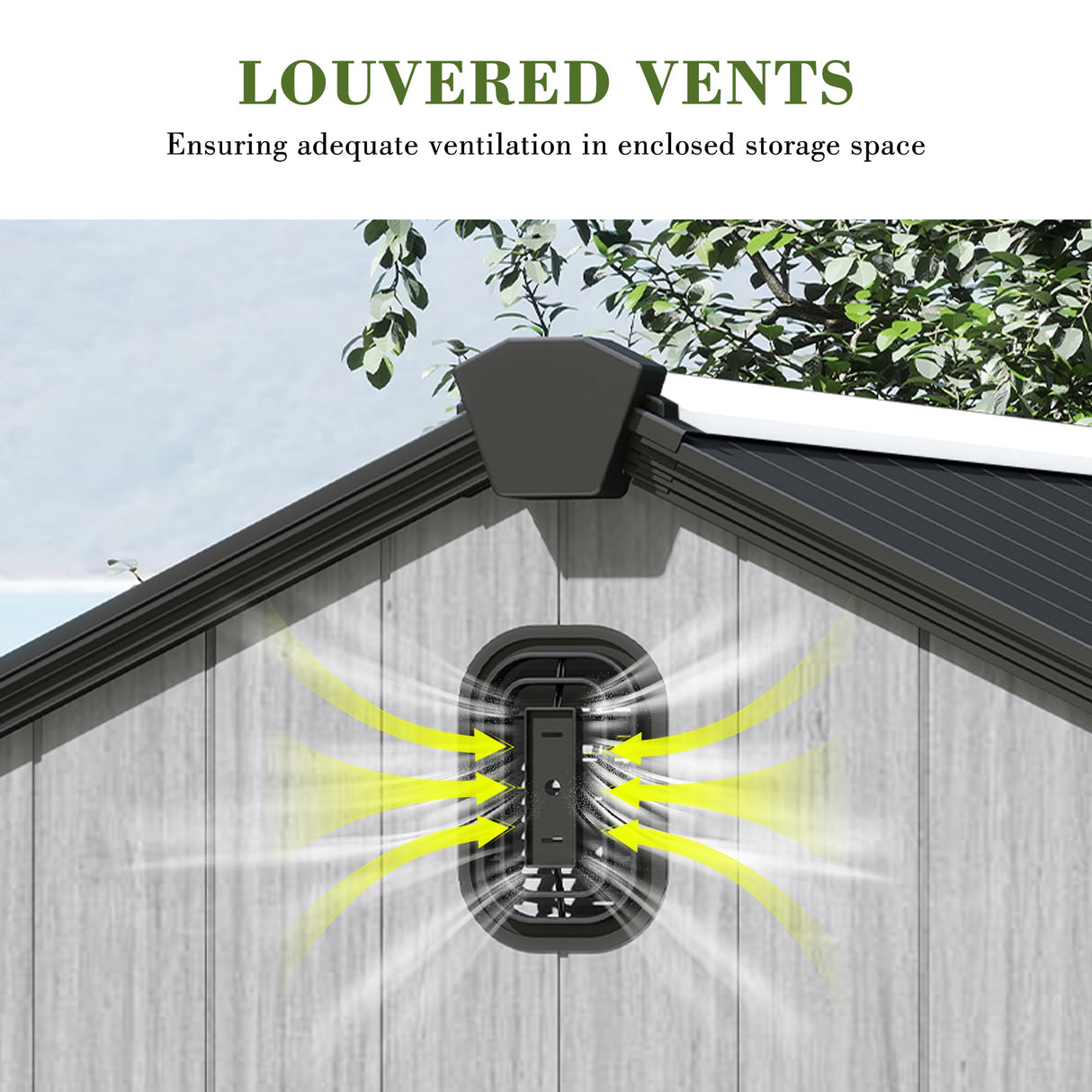 Domi 8x10FT Outdoor Resin Storage Shed with Transparent Windows & Louvered Vents, Plastic Tool Shed with Double Lockable Doors & Gable Roof, Outside Garden Shed for Backyard, Patio, Lawn, Grey domi outdoor living