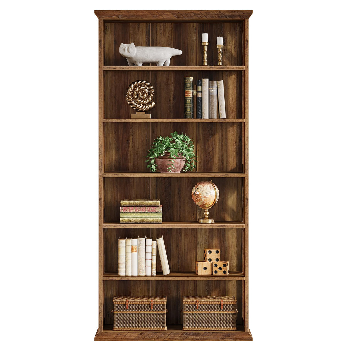 Tribesigns 6-Tier Bookshelf, 75-Inch Tall Bookcase, Large Bookshelves and Bookcases Freestanding Display Shelves, Wood Book Shelf for Living Room, Home Office, Bedroom, Brown Tribesigns