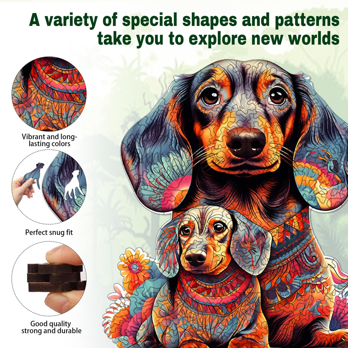 Wooden Puzzle for Adults, 200 Piece Irregular Animal Shaped Wooden Jigsaw Puzzles, Unique Puzzles for Adults, Creative Gift for Adults and Kids WHJSG