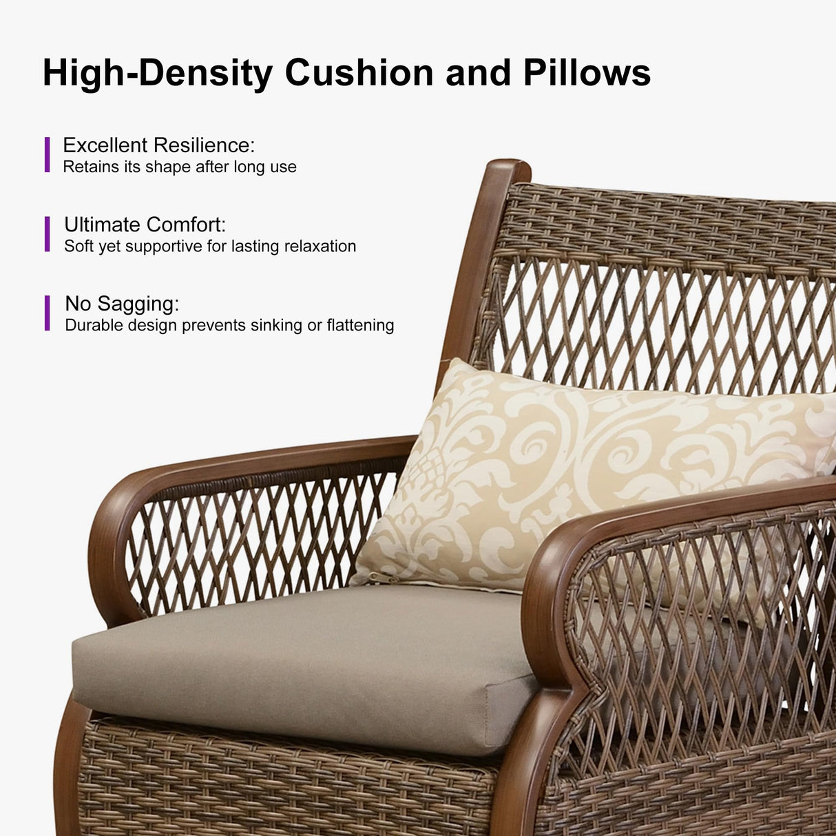 PURPLE LEAF Outdoor Dining Set for 6 All Weather Wicker Patio Dining Set with Hand-Woven Rattan Swivel Dining Chais and Rectangular Aluminum Table for Garden Deck Backyard Kitchen PURPLE LEAF