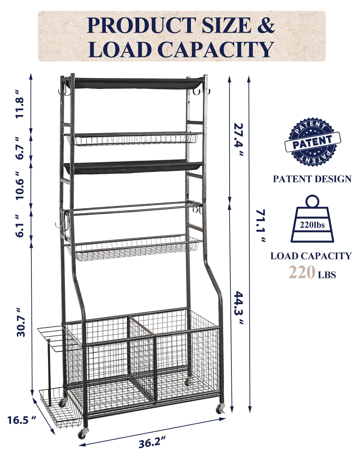 Mythinglogic Garage Sports Equipment Organizer, Ball Storage Extra Large Capacity Six Tier Sports Organizer for Garage, Basketball Rack with Hooks and Baskets for Football, Soccer Ball, Bat, Toys Mythinglogic
