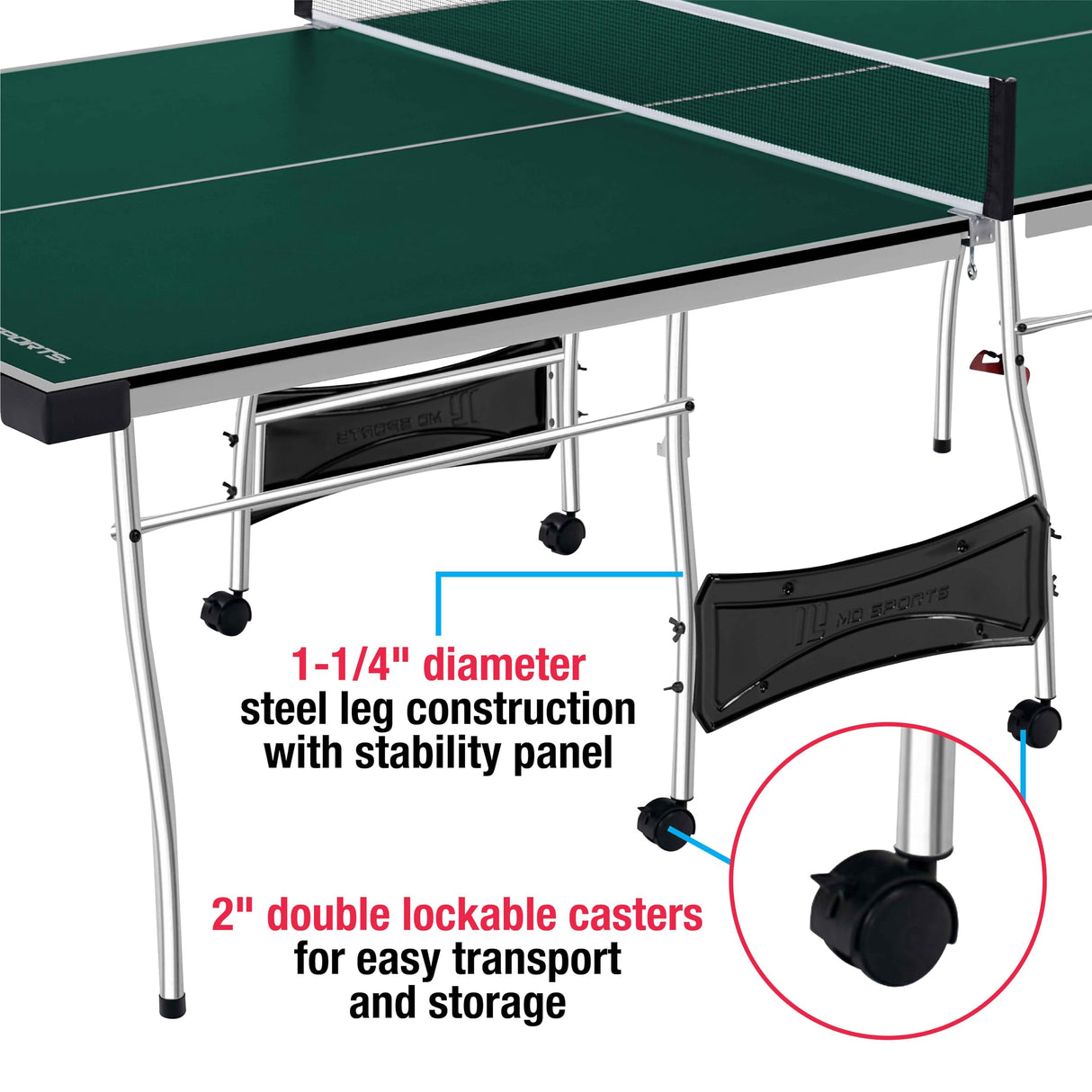 MD Sports Table Tennis Set, Regulation Ping Pong Table with Net, Paddles and Balls (8 Pieces) - Green and White MD Sports