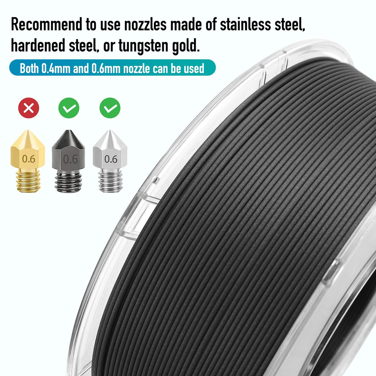 YXPOLYER PC-CF Filament Polycarbonate PC Carbon Fiber Engineering-Grade Filament 1.75mm 1kg with Reusable High-Heat Tolerant Spool yxpolyer