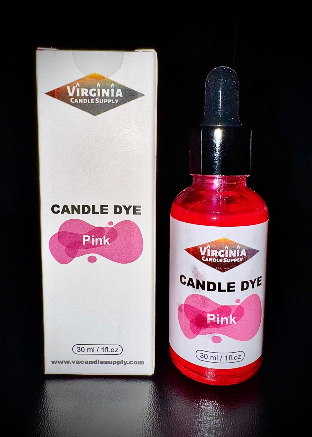 Virginia Candle Supply Pink Liquid Candle Dye (1 oz Bottle with Dropper) for Paraffin, Soy, Gel & Natural Wax Blends Virginia Candle Supply