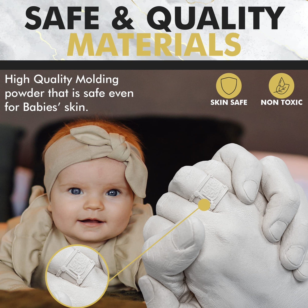 Crafts North Hand Casting DIY Kit for Couples | Complete kit with Acrylic Display, Wooden Base, and Step-by-Step Guide to Create a Perfect Hand molding Christmas Gift Crafts North