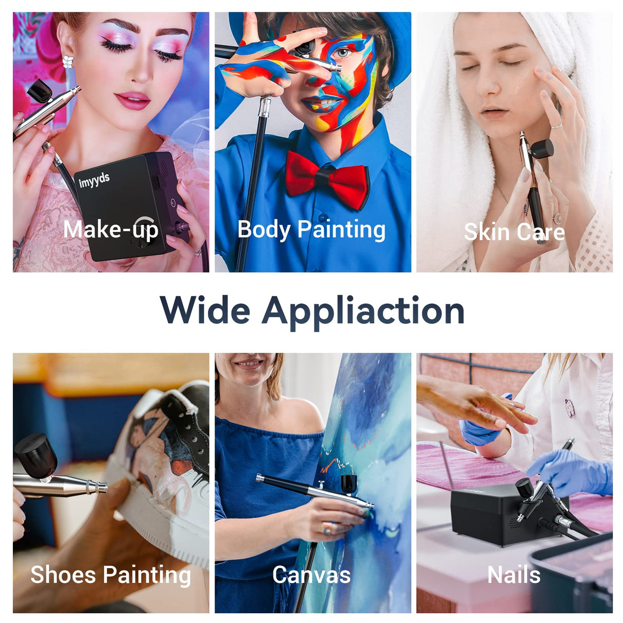 imyyds 40PSI Airbrush Kit with Compressor, Stepless Adjustable Air Brush Kit with Air Compressor, Portable Airbrush Gun Kit, Airbrush Compressor Kit for painting, Nails, Modeling, Cake imyyds