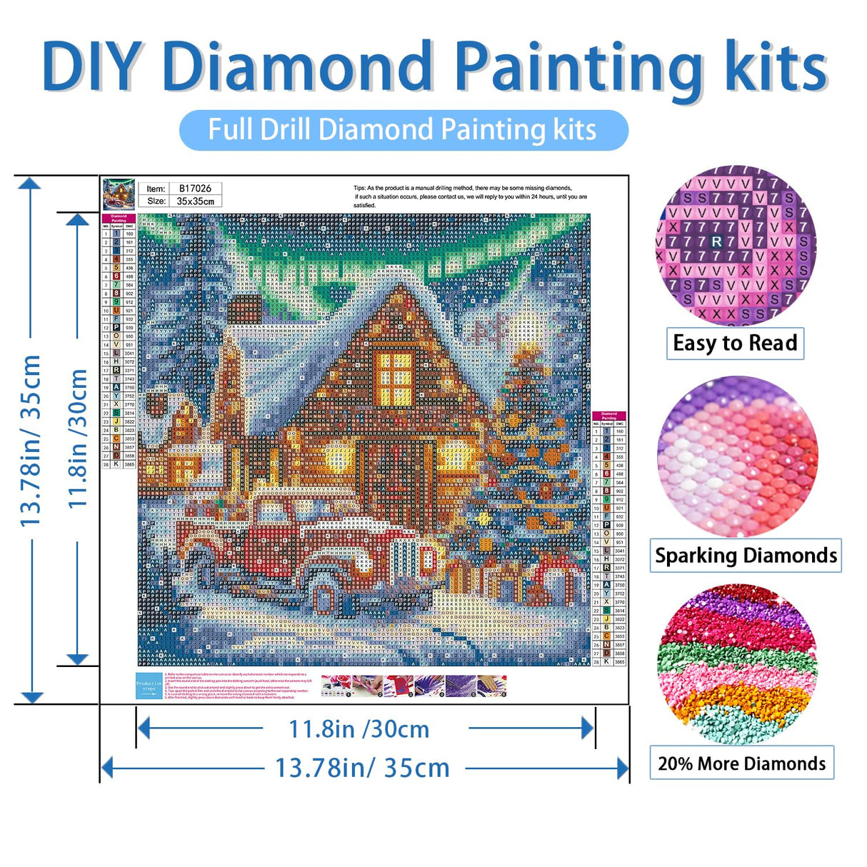 NWQZBYHT Christmas Diamond Art Kits for Adults,House,Truck 5D Diamond Painting Kits for Beginner,DIY Round Full Drill Diamond Dots Gem Art for Adults, Paint by Diamonds Craft Home Decor 13.78x13.78 In NWQZBYHT
