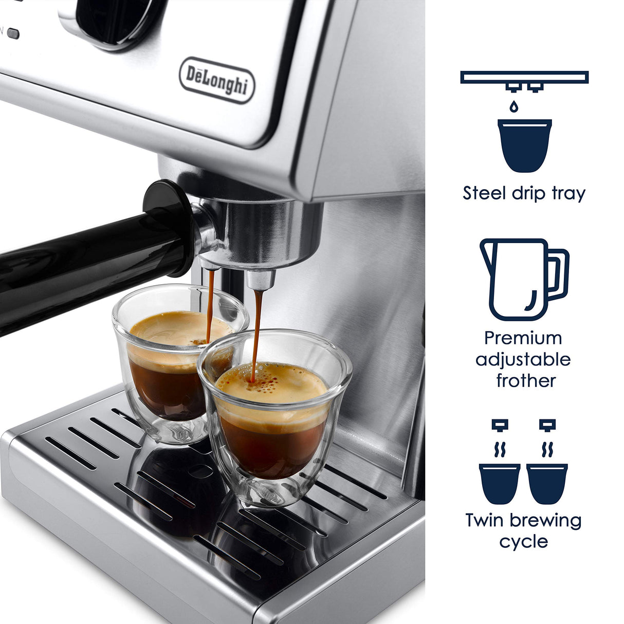 De'Longhi 15 Bar Pump Espresso and Cappuccino Machine with Premium Adjustable Frother, Stainless Steel, ECP3630 De'Longhi