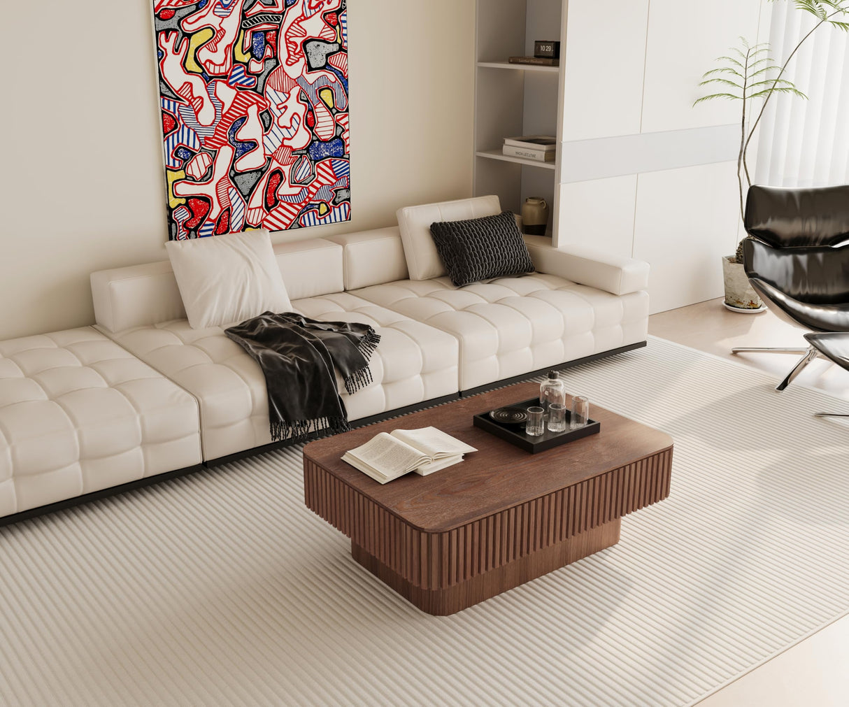 Coffee Table with Lifting Top for Living Room,Mid Century Modern Wood Fluted Lift Top Coffee Tables with Storage,38.6'' Modern Smart Rectangular Lift Pull Up Tabletop for Apartment Office,Walnut BSYEIO