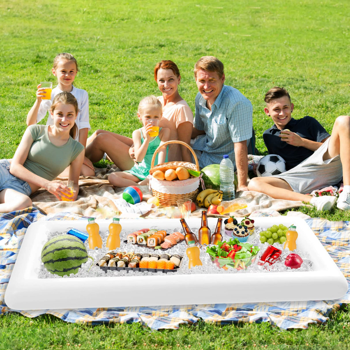 Jasonwell Inflatable Serving Bars Ice Buffet Salad Serving Trays Food Drink Holder Cooler Containers Indoor Outdoor BBQ Picnic Pool Party Supplies Luau Cooler w Drain Plug Jasonwell