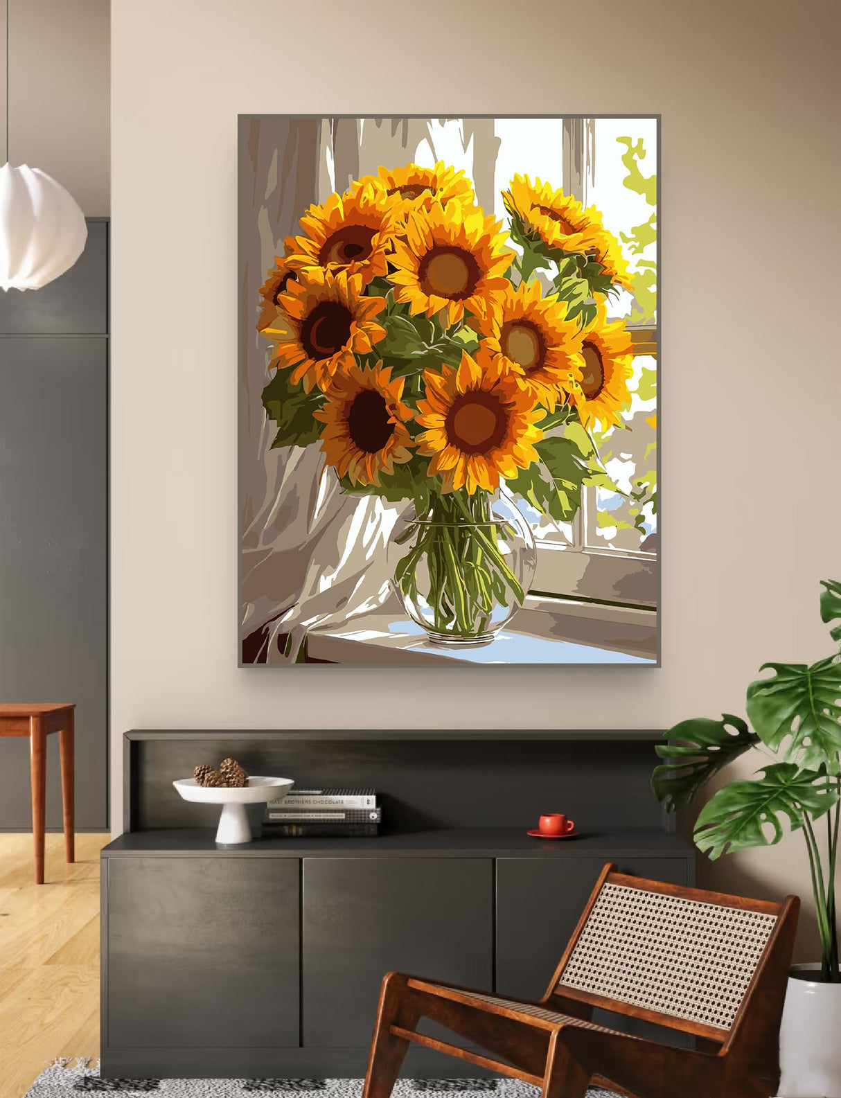 ZRIZQ Paint by Numbers for Adults Beginners,Sunflower Adult Paint by Number Kits on Canvas,Paint by Numbers for Home Wall Art Decor 16x20 Inch(Without Frame) ZRIZQ