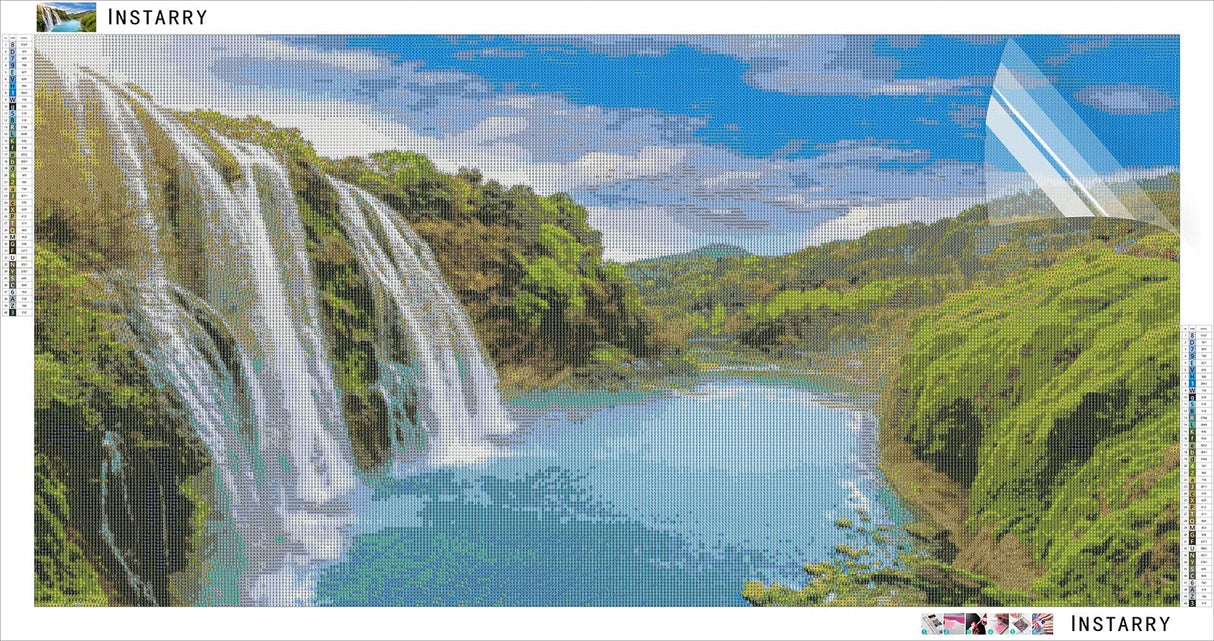 Instarry DIY 5D Diamond Painting Kits for Adults Large Size Full Drill Waterfalls and Lakes Mosaic Rhinestones Embroidery Wall Decorations Art Kit 31.5x15.7 inch Instarry