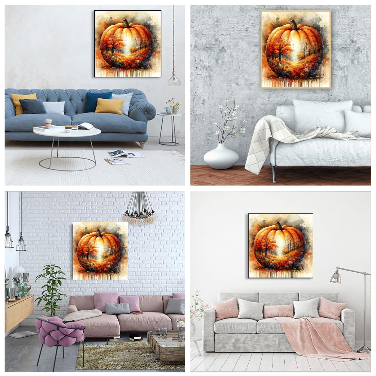 JFYHAB Pumpkin Diamond Painting Kits for Adults, 5D DIY Full Drill Fall Forest Diamond Dots Paintings with Diamonds Gem Art and Crafts for Adults Home Wall Decor, Crucifix 12x12in Autumn JFYHAB