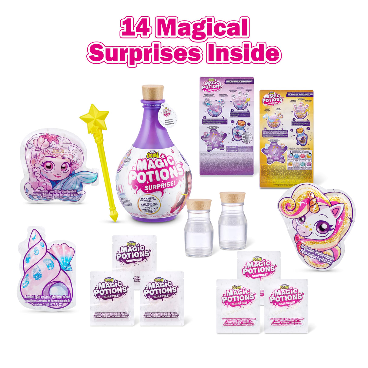 Oosh Potions Slime Surprise (Purple) by ZURU DIY Slime Kit with Sparkles, Beads, Glittler, Stress Relief, Party Favors, Magical Fluffy Putty Slime for Kids and Girls Ages 6+ ZURU Oosh