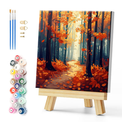 Natuyalo Paint by Numbers for Adults with Framed on Canvas, Autumn Forest Paint by Numbers Kits for Beginners, Forest Path DIY Acrylic Painting Kits with Frame Ideal Gift (12x12 Inch)