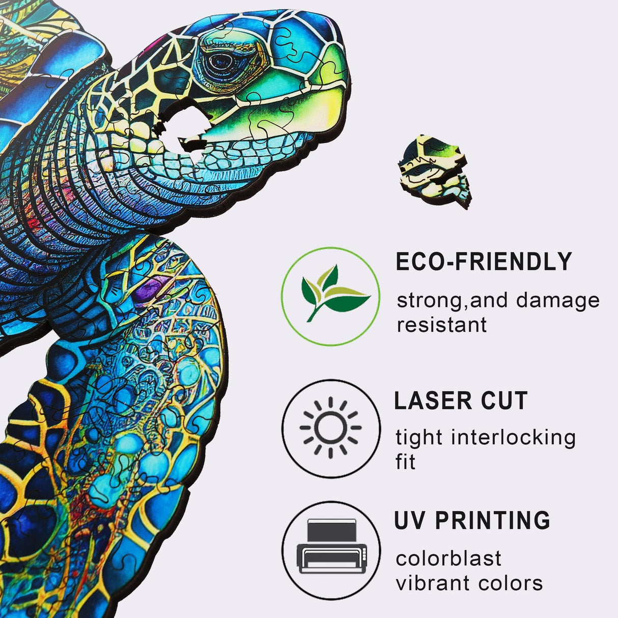 MYS Aurora Wooden Puzzles, Sea Turtle Jigsaw Puzzles 200 Pieces, Unique Shaped Wooden Puzzle for Adults and Kids, Birthday Gift Family Game 9.2 x 11.2 Inch Mys Aurora