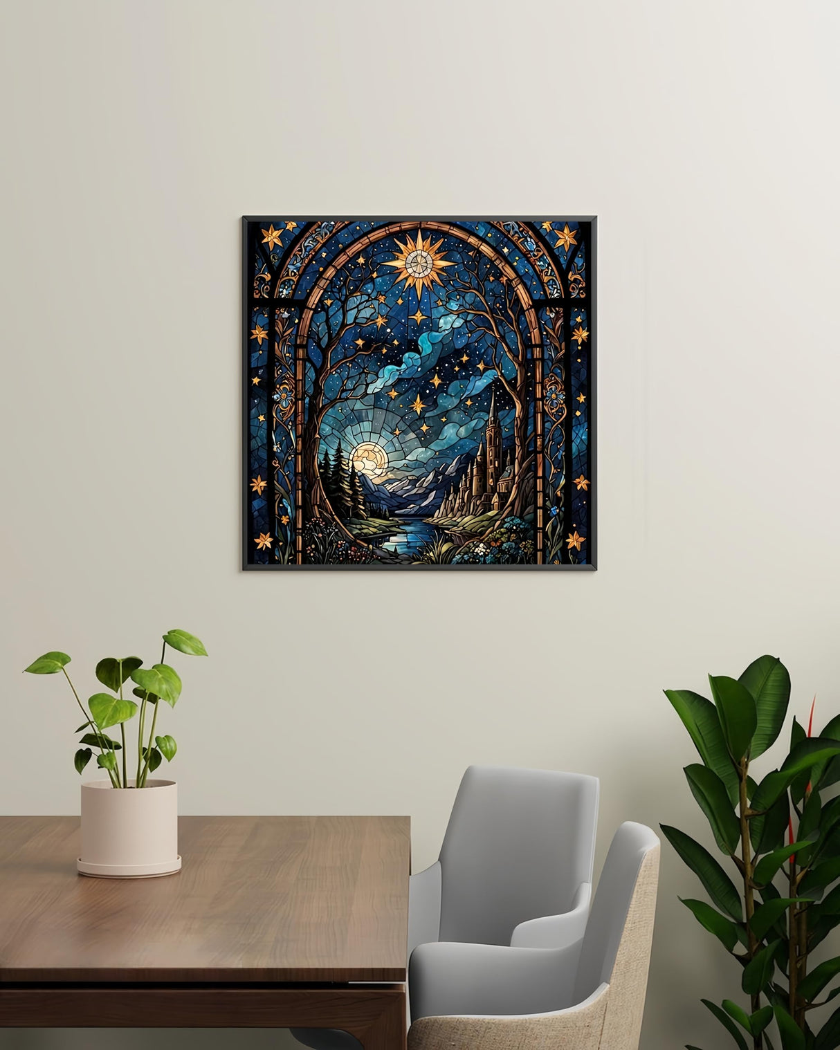 Diamond Paintings Kits for Beginners,Full Drill Night Sky Stained Glass Diamond Arts Kits for Adults,Starry Landscape Paint by Diamond,5D DIY Diamond Painting Dot Gem Art,Home Wall Decor 13.8x13.8 GXGLLPZBY