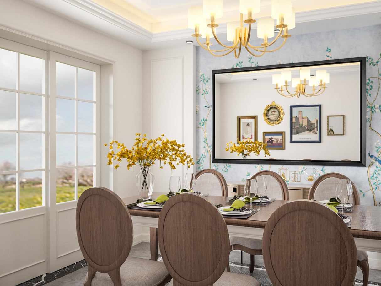 PILOCOS 55X36 Inch Black Metal Framed Bathroom Mirror for Wall, Matte Black Bathroom Vanity Mirror Farmhouse Large Rectangle Mirror, Anti-Rust, Tempered Glass, Hangs Horizontally or Vertically PILOCOS