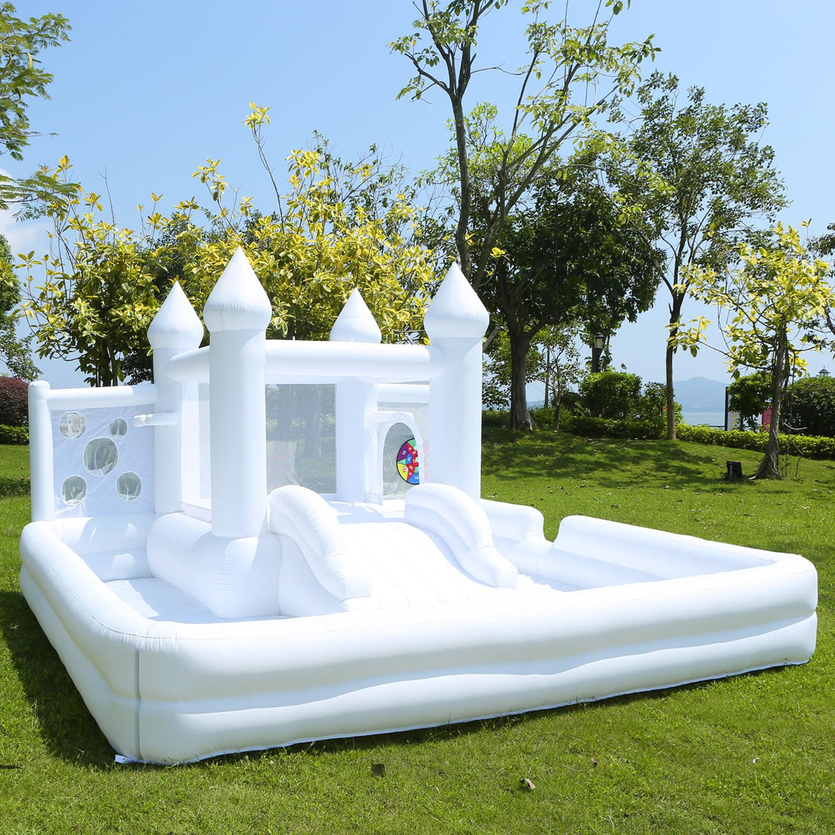 White Bounce House with Blower,Ball Pool,Kids Bounce House,Family Backyard Bouncy Castle,Suitable for Yard,Events,Parties,Weddings,Children's Gifts(13ftL×12ftW×7ftH) TOBEBEGO