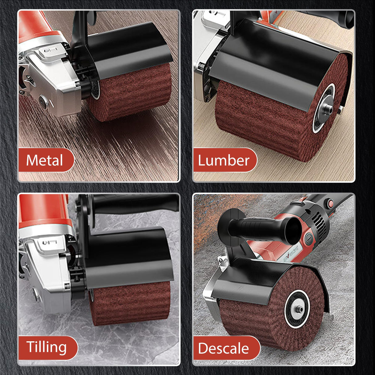 Surface Conditioning Tool 1400W, Burnishing Polishing Machine with 8 Variable Speed, Electric Handheld Stainless Steel Polisher Set, Metal Burnishing Machine Kit with Burnishing Wheel, Red GEVEELIFE