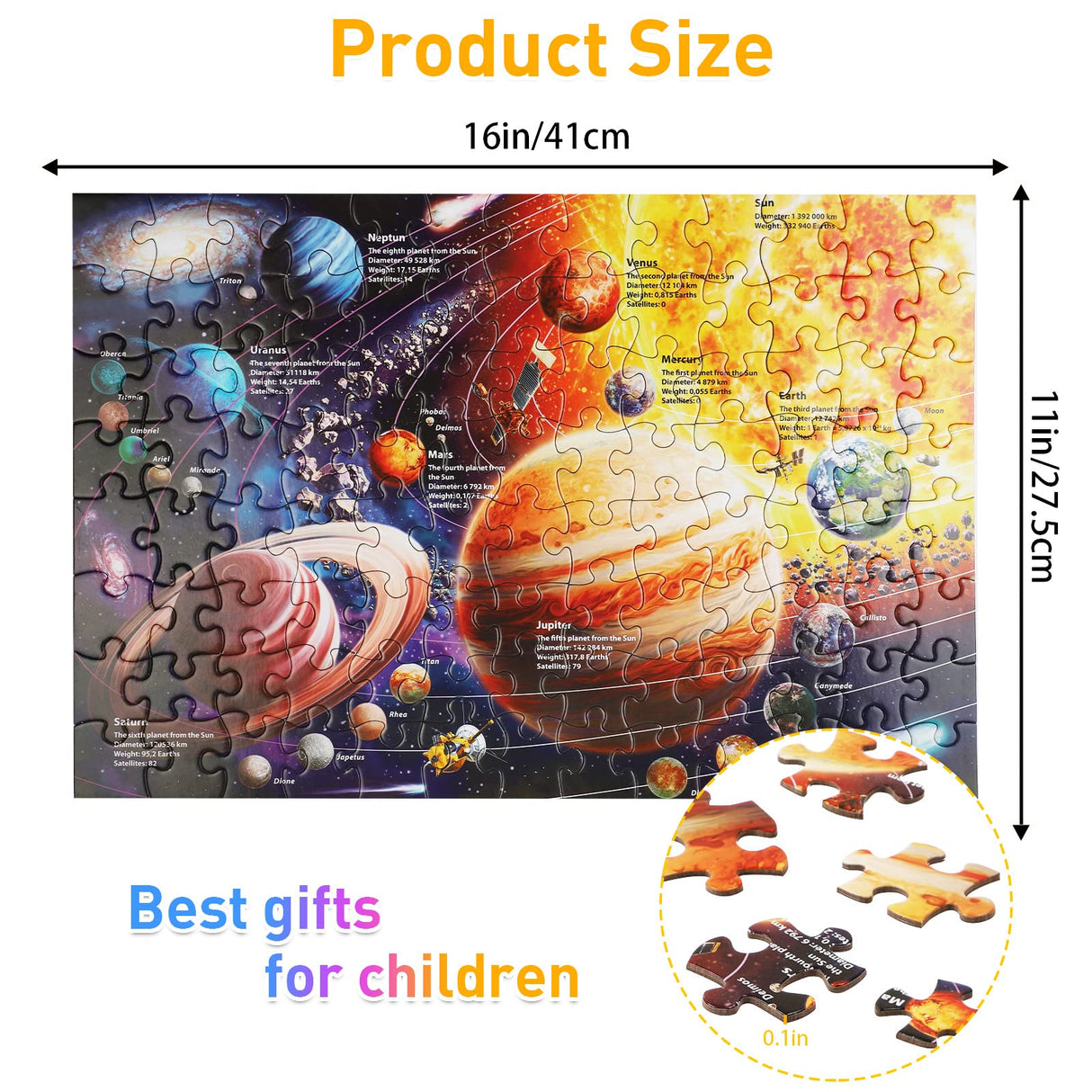Puzzles for Kids Ages 4-8, 3-5, 6-8, 8-10 Boys Girls - 100 Piece Solar System Space Kids Jigsaw Puzzles - Science Educational Toys for Kids 5-7 Planets for Kids Solar System Toys OSBOO