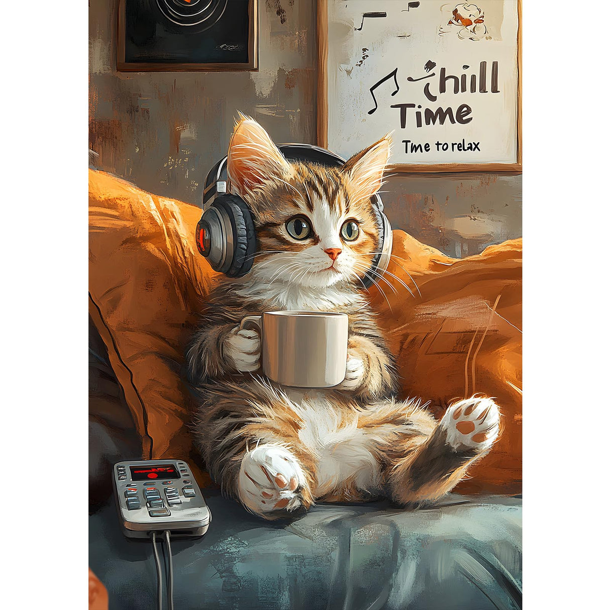 MXJSUA Relax Cat Diamond Painting Kits for Adults, 5D Cat Diamond Art Kits for Beginners, DIY Full Drill Crystal Gem Painting Kits for Home Wall Decor 12x16 Inch MXJSUA