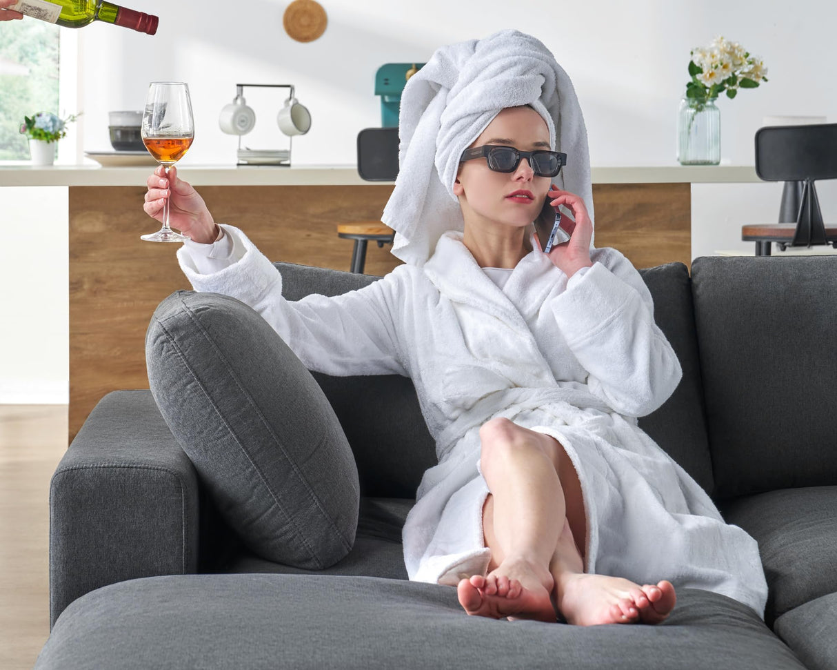 PaPaJet Modular Sectional Sofa, 114 Inches Oversized Down Filled Sectional Sofa, 5 Seats U Shaped Comfy Sofa with Chaise, Ottoman, Cloud Couch for Living Room, Grey Linen Couch Set PaPaJet