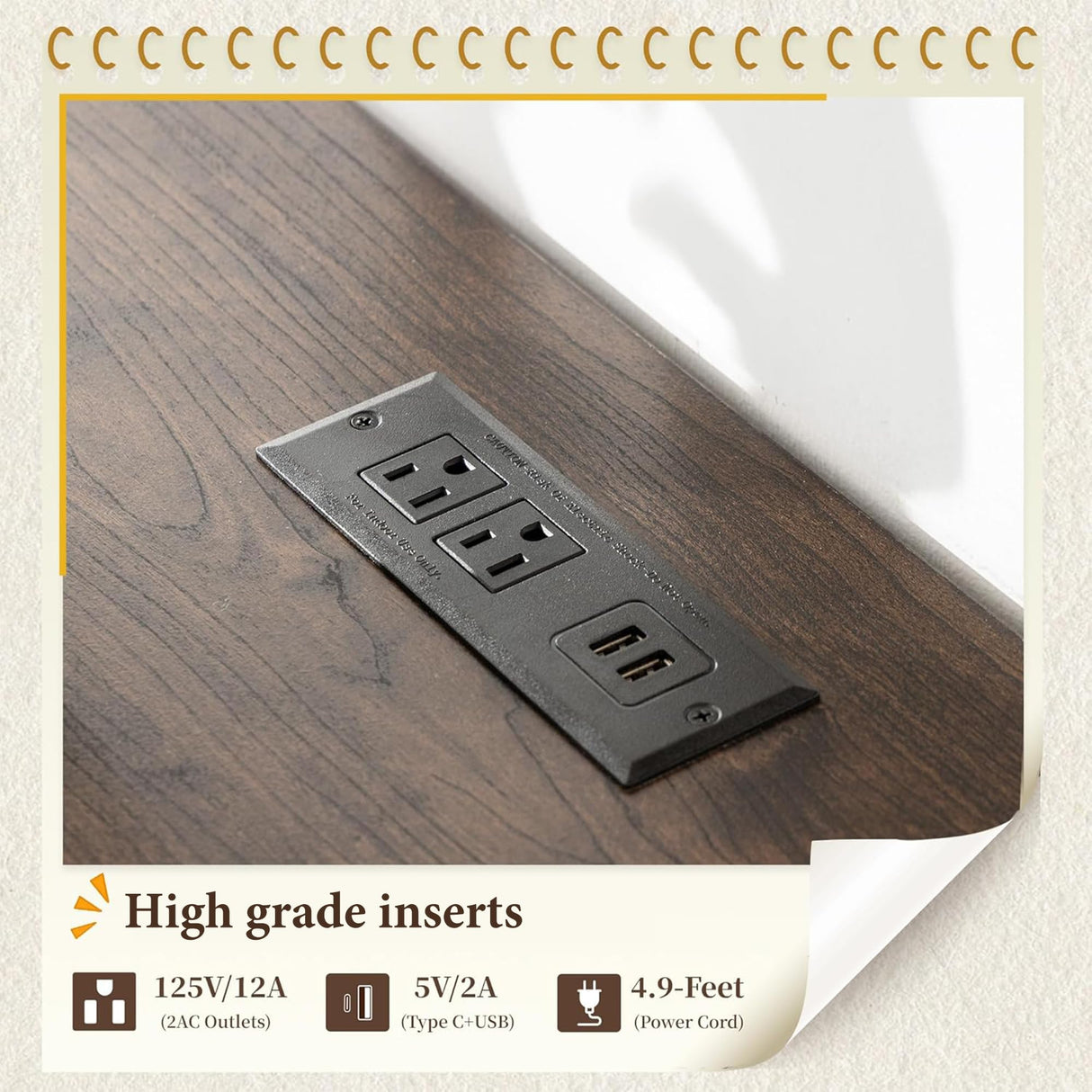 EnHomee 8 Drawers Dresser with Power Outlets and LED Lights,55" W Rustic Wooden Dressers & Chests of Drawers for Bedroom, Hallway, Closet, White, 55" W x 34.5" H x 15.7" D EnHomee