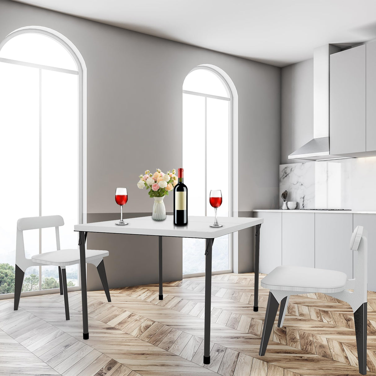 Kasunpul 34" Folding Table, Portable Square Folding Card Table with Collapsible Legs & Carrying Handle, Plastic Tables for Camping,Picnic, Office, Party, White Kasunpul