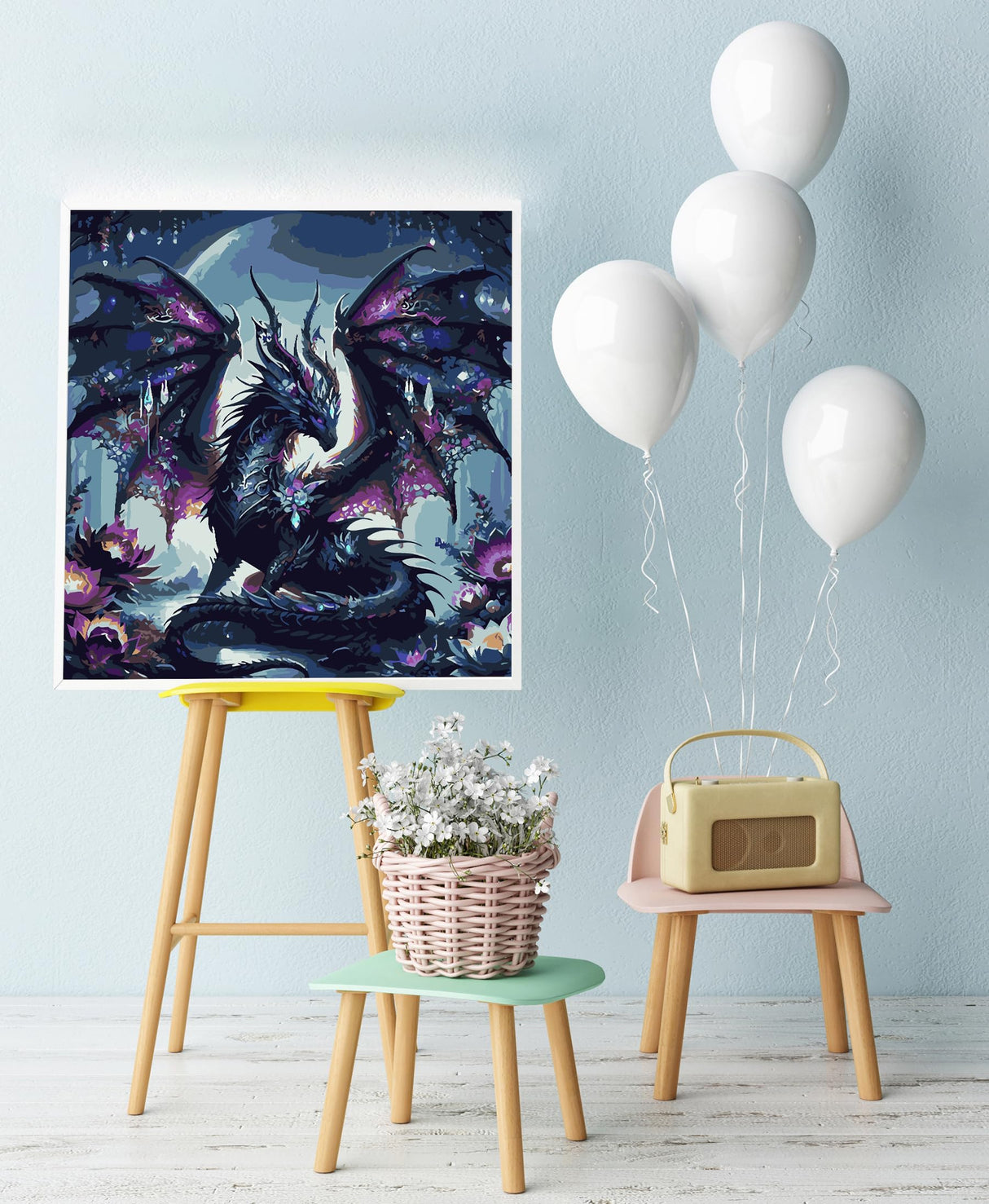 AREOPNMG Paint by Numbers Kit for Adults Beginner DIY Dragon Painting by Numbers Kits,with 3 Brushes and Acrylic Paint(Without Frame), Home Wall Decor 16 x 16 in AREOPNMG
