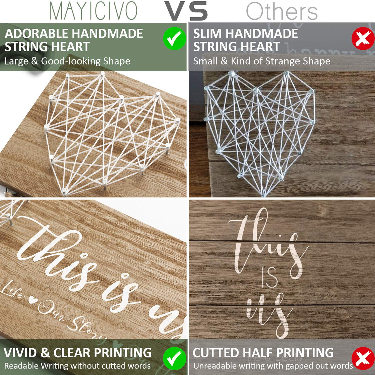 Mothers Day Gifts for Mom Women, Housewarming Gifts New Home Wall Decor Sign, This Is Us Family Picture Frame Wedding Gifts for Couples Farmhouse Rustic Wood Hanging Photo Holder New Homeowner Gifts MAYICIVO