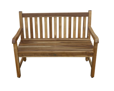 EcoDecors Hampstead Heath Outdoor Bench Teak Wood Garden Bench Patio Bench with Armrests and Backrest, Yard Benches for Indoor and Outdoors- Natural Teak