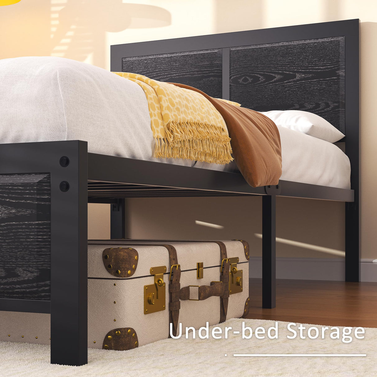 VECELO Twin Bed Frame with Wood Headboard and Footboard, 14 Inch Platform Mattress Foundation, No Box Spring Needed, Heavy Duty Slats Support, Easy Assembly VECELO